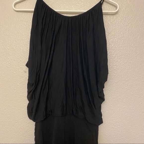 BCBGMaxazria Doris Black Dress Bodycon Size Ruched Zipper skirt romantic goth M - Picture 4 of 11